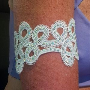 Arm Garters, Set of 2, Handmade, AB Crystal Embellished, Corset Ties